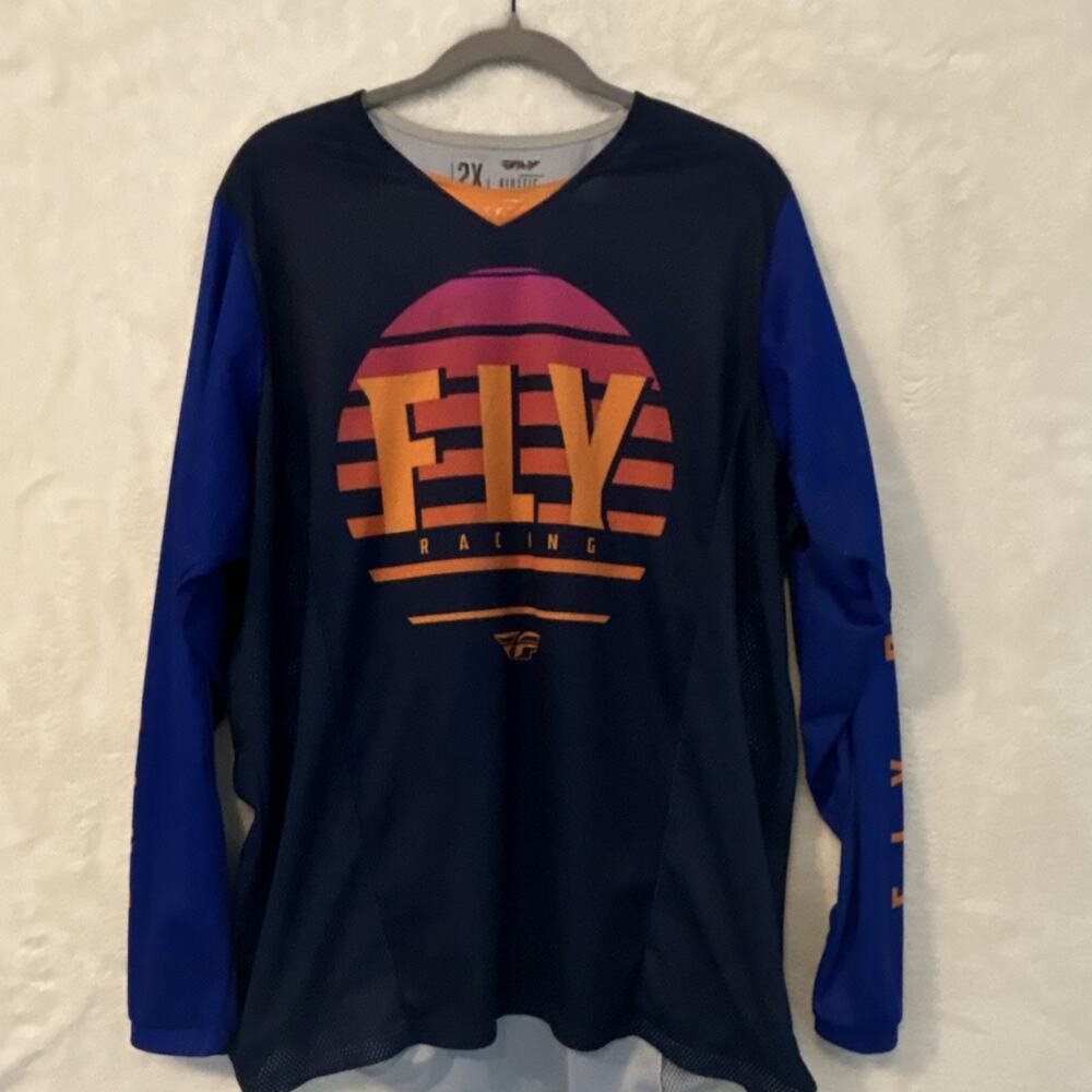 Fly Racing Kinetic Jersey 2XL Blue Orange Motocross MTB BMX Long Sleeve Shirt